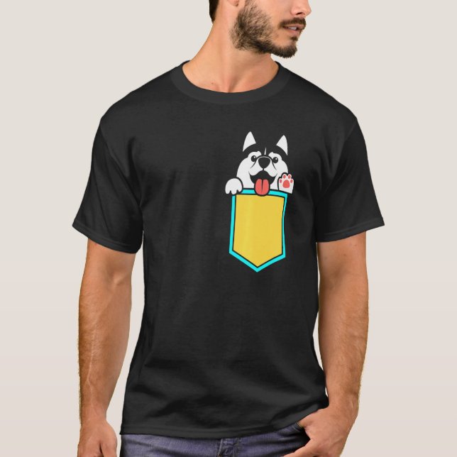 Pocket Siberian husky T Shirt (Framsida)