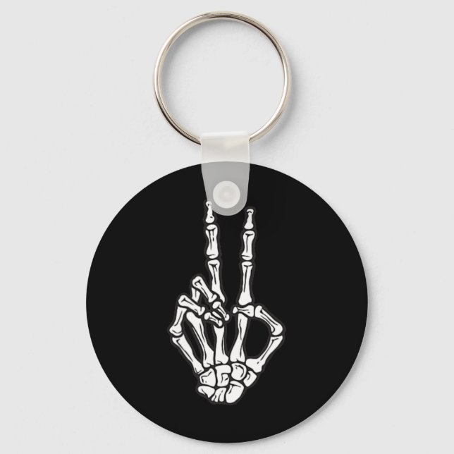Pocket Skeleton Hand Fredstecken Halloween Hippie  Nyckelring (Framsida)