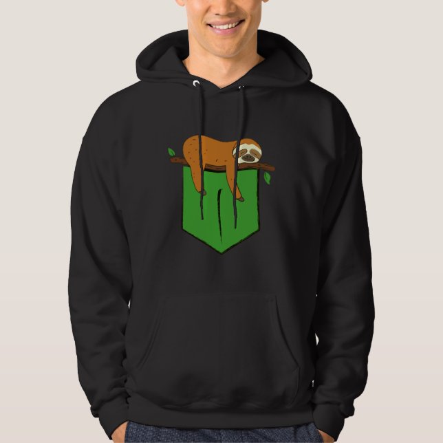 Pocket Sloth Grönt Pocket Lazy Sloth Hoodie (Framsida)