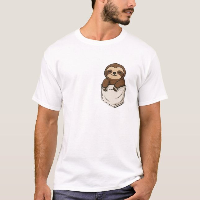 Pocket Sloth & Lila Silver Fallskärm Sloth back T Shirt (Framsida)