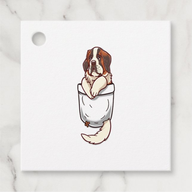 Pocket St Bernard Puppy Gåvor Etiketter (Framsida)