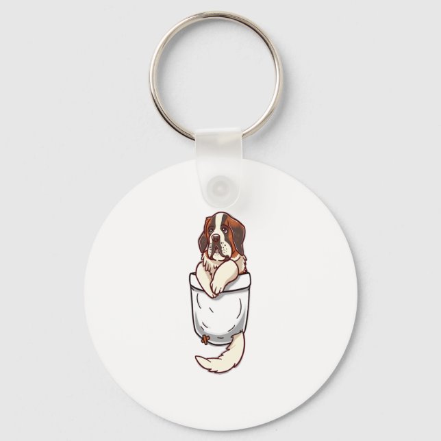 Pocket St Bernard Puppy Nyckelring (Framsida)