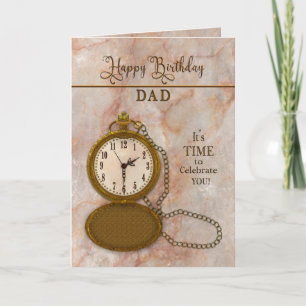 Pocket Watch and Chain Card Far på födelsedagen Kort
