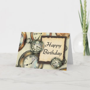 Pocket Watch Birthday Card Kort