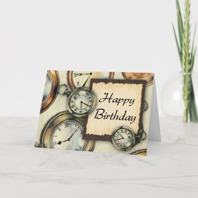 Pocket Watch Birthday Card Kort (Framsida)
