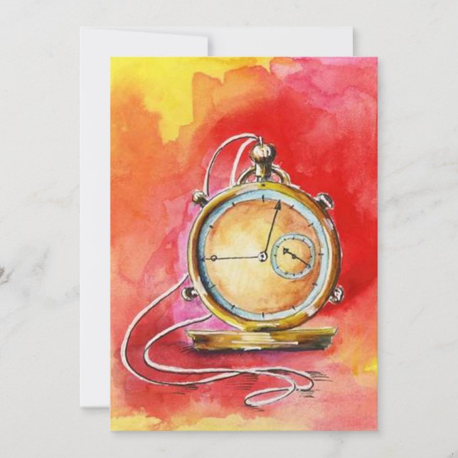 Pocket Watch för Pension Party-inbjudningar Guld Inbjudningar (Framsida)