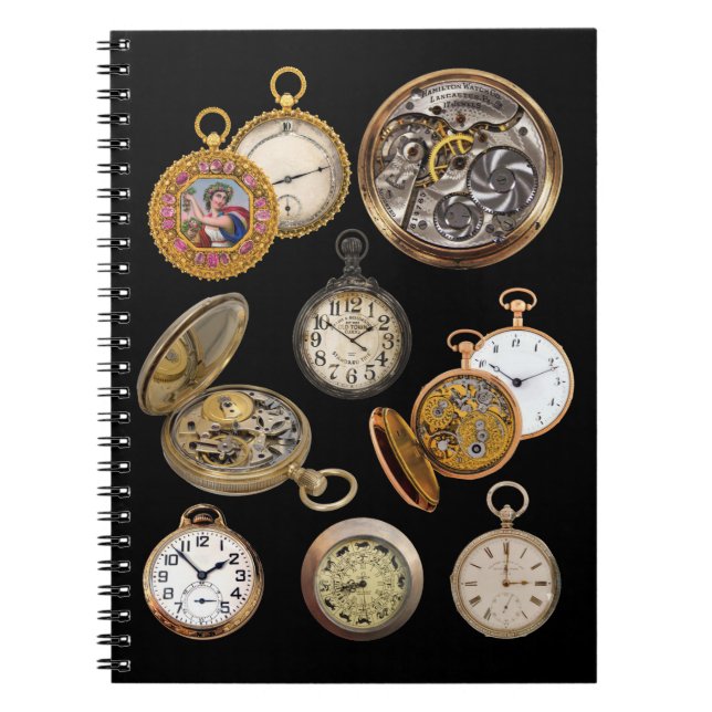 Pocket Watches Time Steampunk Objects Collage Anteckningsbok (Framsidan)