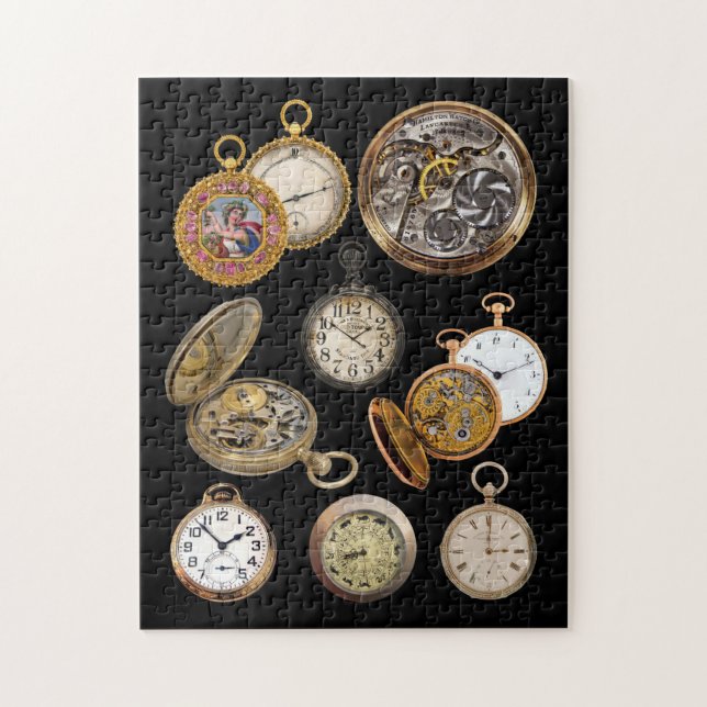 Pocket Watches Time Steampunk Objects Collage Pussel (Vertikal)