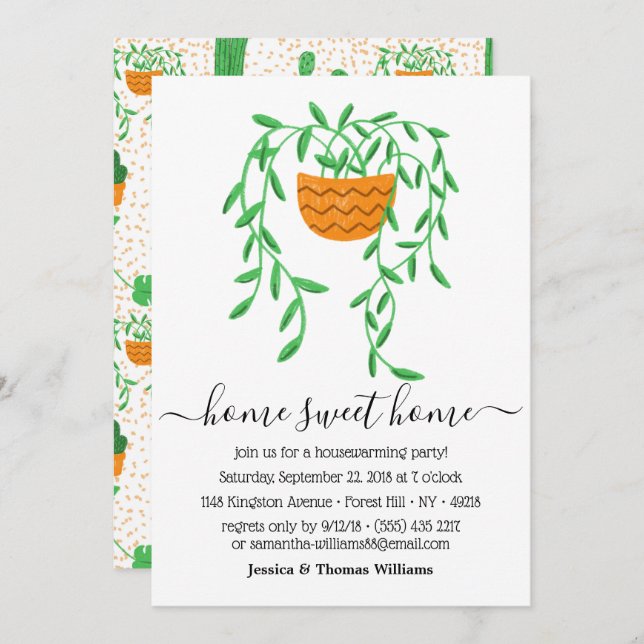 Pockhus Plant Houseuppvärmning Party Inbjudningar (Fram/baksida)