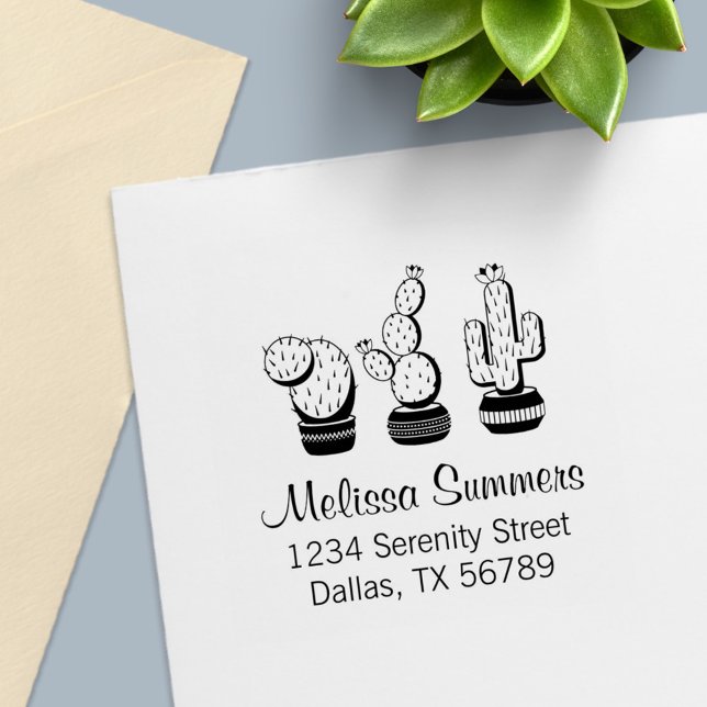 Pockkacti - Cactus Plants Adress Självfärgande Stämpel (Skapare uppladdad)