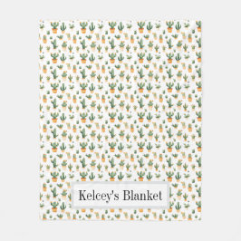 Pockkaktus på White Fleece Blanket