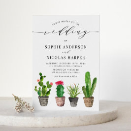 Pockkärl och Cactus Boho Bröllop Inbjudningar