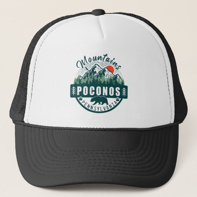 Pocono Mountains PA Retro Sunset Souvenirs Gift Keps (Framsida)