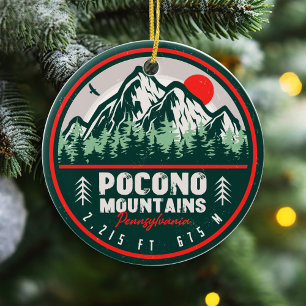 Pocono Mountains PA Retro Sunset Souvenirs Julgransprydnad Keramik