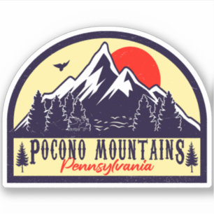 Pocono Mountains PA Retro Sunset Souvenirs Klistermärken