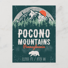 Pocono Mountains PA Retro Sunset Souvenirs Vykort