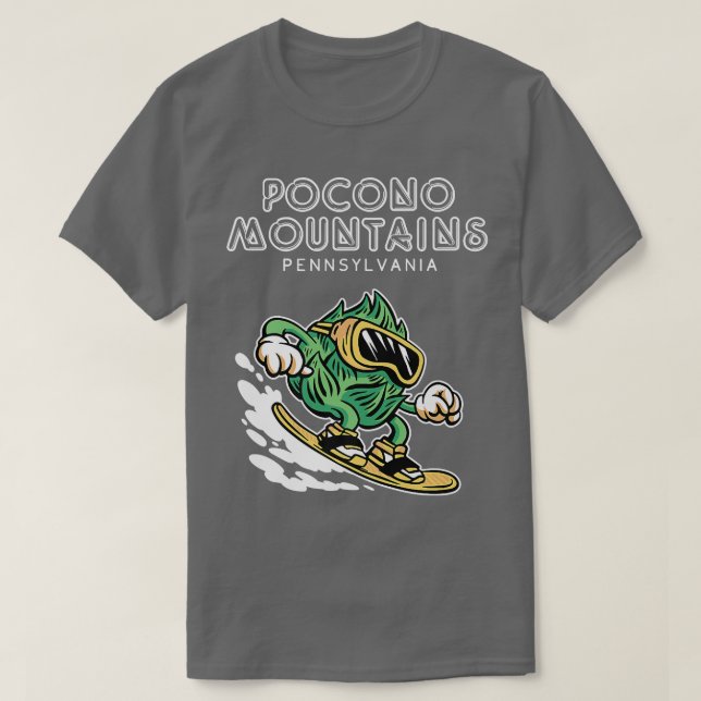 Pocono Mountains Pennsylvania Funny Snowboarding T Shirt (Design framsida)