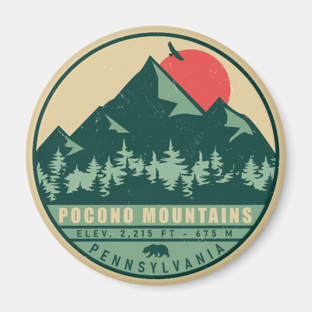 Pocono Mountains Pennsylvania Hiking Sunset Magnet (Framsidan)