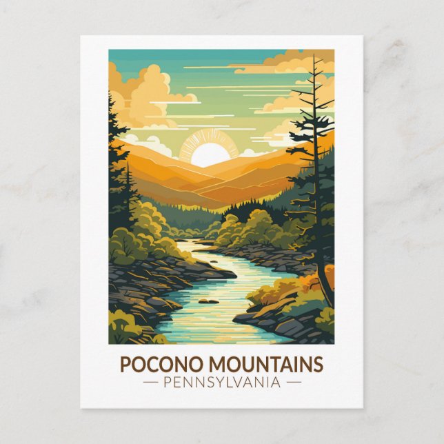 Pocono Mountains Pennsylvania Resa Konst Vintage Vykort (Framsida)