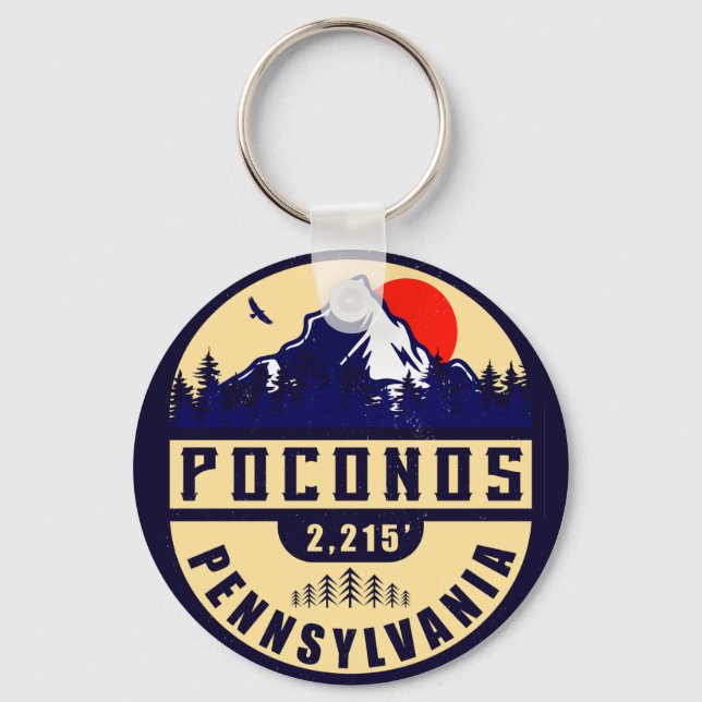 Pocono Mountains Pennsylvania - Retro Souvenirs Nyckelring (Framsida)