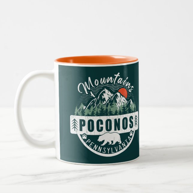 Pocono Mountains Pennsylvania - Retro Souvenirs Två-Tonad Mugg (Vänster)
