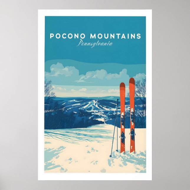Pocono Mountains Pennsylvania Skidort Affisch (Framsidan)