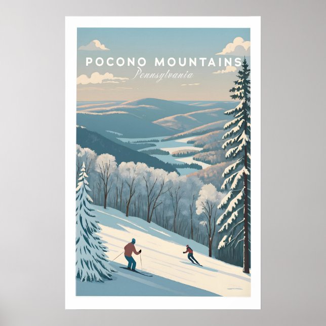 Pocono Mountains Pennsylvania skidrift affisch (Framsidan)