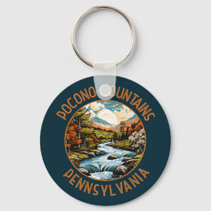 Pocono Mountains Pennsylvania Sunset Retro Art Nyckelring