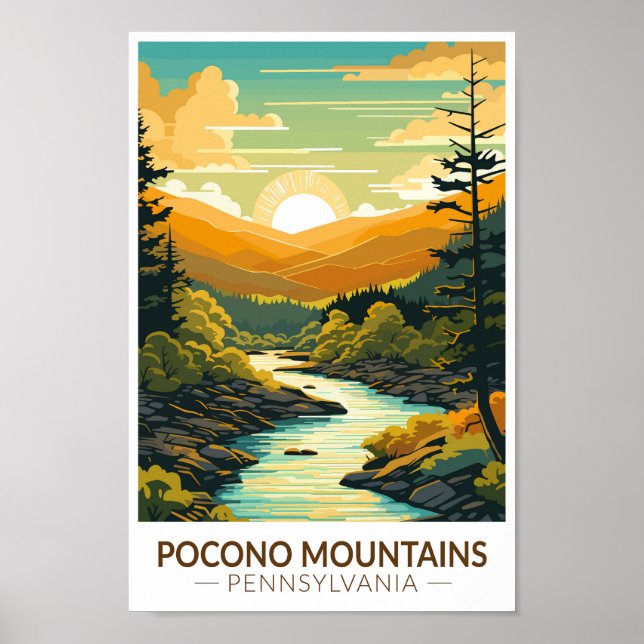 Pocono Mountains Pennsylvania Travel Art Vintage Poster (Framsidan)