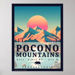 Pocono Mountains Pennsylvania Vintage Souvenirs Poster