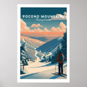Pocono Mountains skid vallkonsttryck 1 Poster