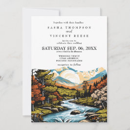 Pocono Mountains Wedding Invitation Retro Inbjudningar