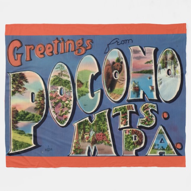 Pocono Mtns Vintage Postkortfiltar Täcke Fleecefilt (Framsidan (Horisontell))