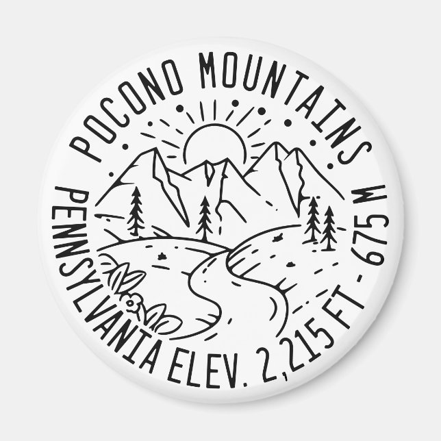 Poconos Mountas Pennsylvania Hiking Sunset Magne Magnet (Framsidan)