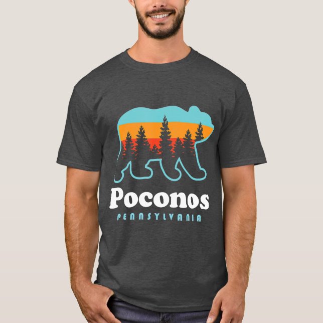 Poconos Pennsylvania Bear Sunset T Shirt (Framsida)