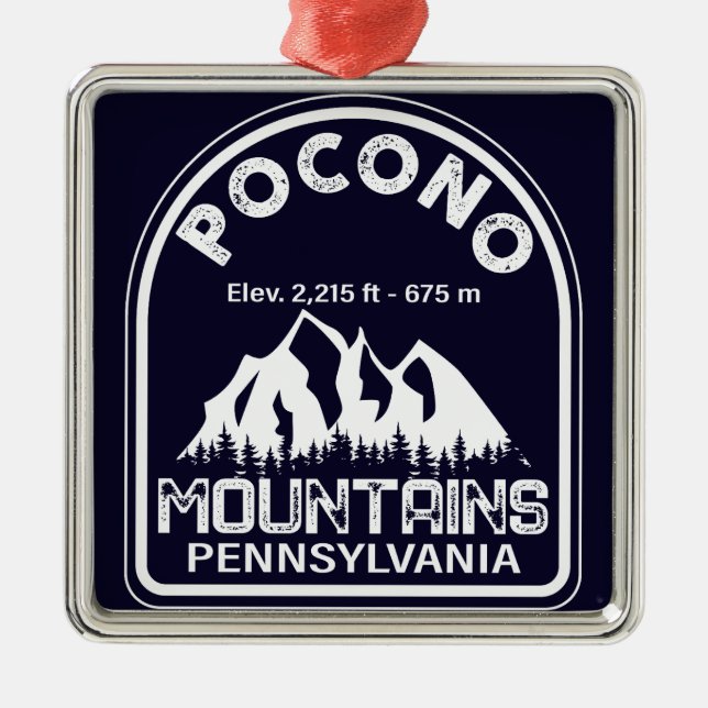 Poconos Pennsylvania PA Mountain Gift Retro Julgransprydnad Metall (Framsidan)