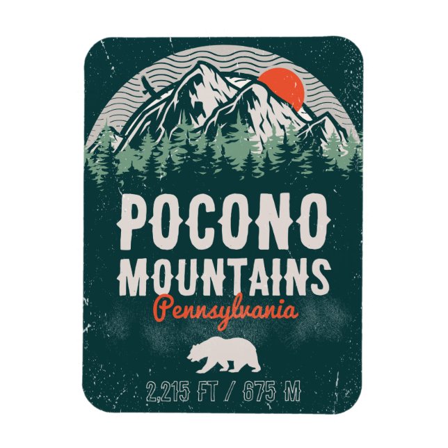 Poconos Pennsylvania PA Mountain Gift Retro Magnet (Vertikal)