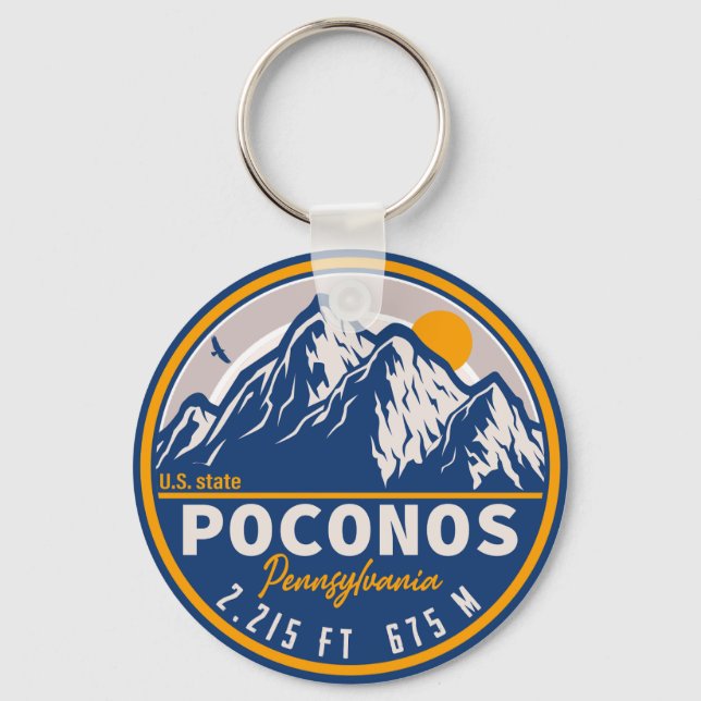 Poconos Pennsylvania PA Mountain Retro Gift Nyckelring (Framsida)