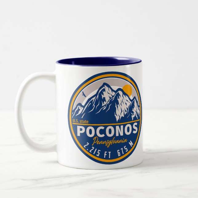 Poconos Pennsylvania Retro Mountains Souvenirs Två-Tonad Mugg (Vänster)