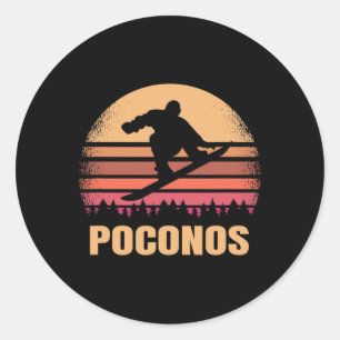 Poconos Pennsylvania Snowboarding Outdoor Vintage Runt Klistermärke