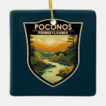 Poconos Pennsylvania Travel Art Vintage Julgransprydnad Keramik<br><div class="desc">Poconobergen i en vektorkonst stil. Pocono-bergen,  Poconos,  omfattar skogstoppar,  sjöar och dalar i Pennsylvania.</div>