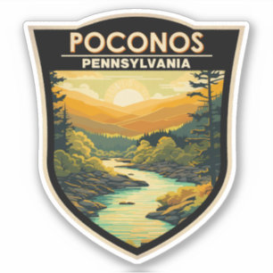 Poconos Pennsylvania Travel Art Vintage Klistermärken