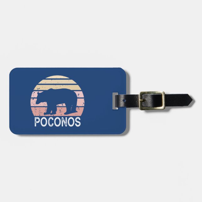 Poconos Retro Bear Bagagebricka (Horisontell Framsida)