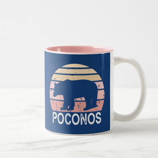 Poconos Retro Bear Två-Tonad Mugg (Höger)
