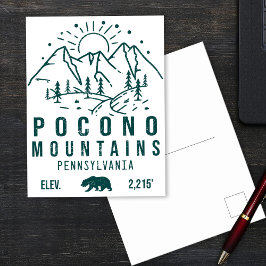 Poconos Retro Pennsylvania-bergen Minimalist Po Vykort