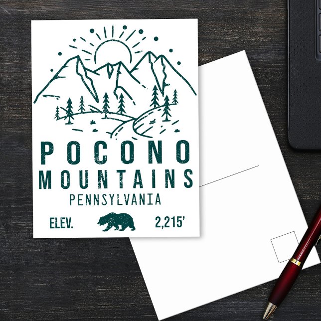 Poconos Retro Pennsylvania-bergen Minimalist Po Vykort (Skapare uppladdad)