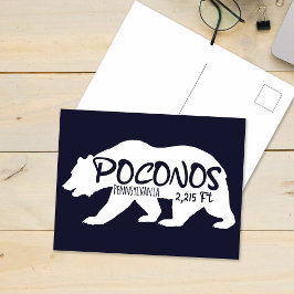 Poconos Retro Pennsylvania Mountains Bear Vykort