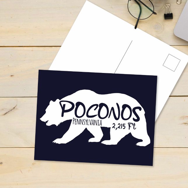 Poconos Retro Pennsylvania Mountains Bear Vykort (Skapare uppladdad)