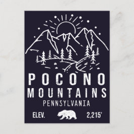 Poconos Retro Pennsylvania Mountains Minimalist Vykort