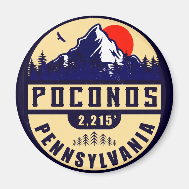 Poconosbergen Pennsylvania Hiking Sunset Magnet (Framsidan)